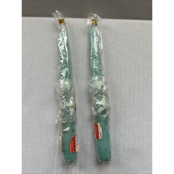 Unbranded Other - VTG Candles Tapers Teal Turquoise Gold Dust Sea Shells Embedded Design